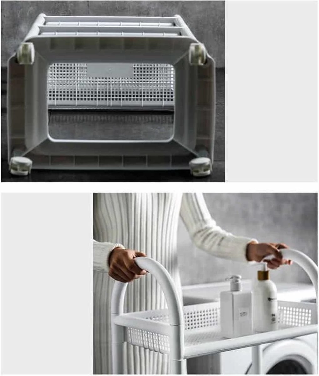 Wasmand Op Wielen - Badkamer Organizer - 3 Lagen - Afneembare Wasmand - Wit - Afbeelding 17