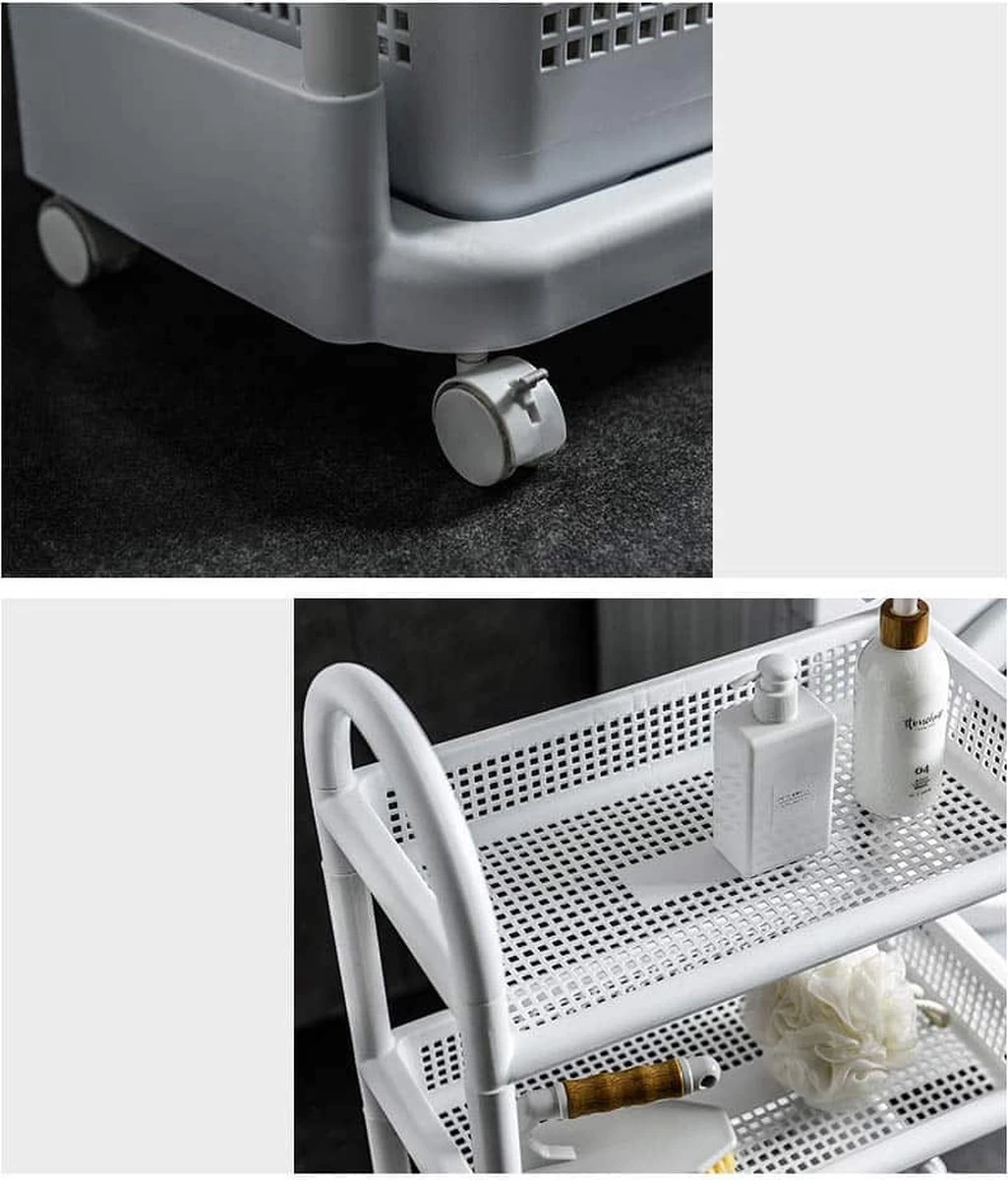 Wasmand Op Wielen - Badkamer Organizer - 3 Lagen - Afneembare Wasmand - Wit - Afbeelding 5