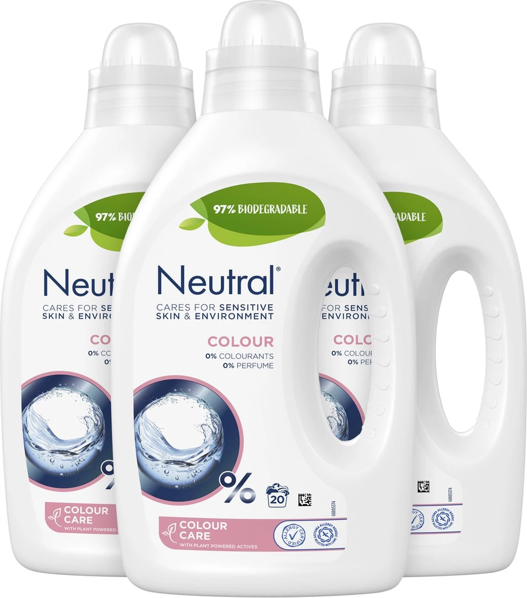 Neutral Kleur Vloeibaar Wasmiddel - 3 X 20 Wasbeurten - Voordeelverpakking - Afbeelding 2