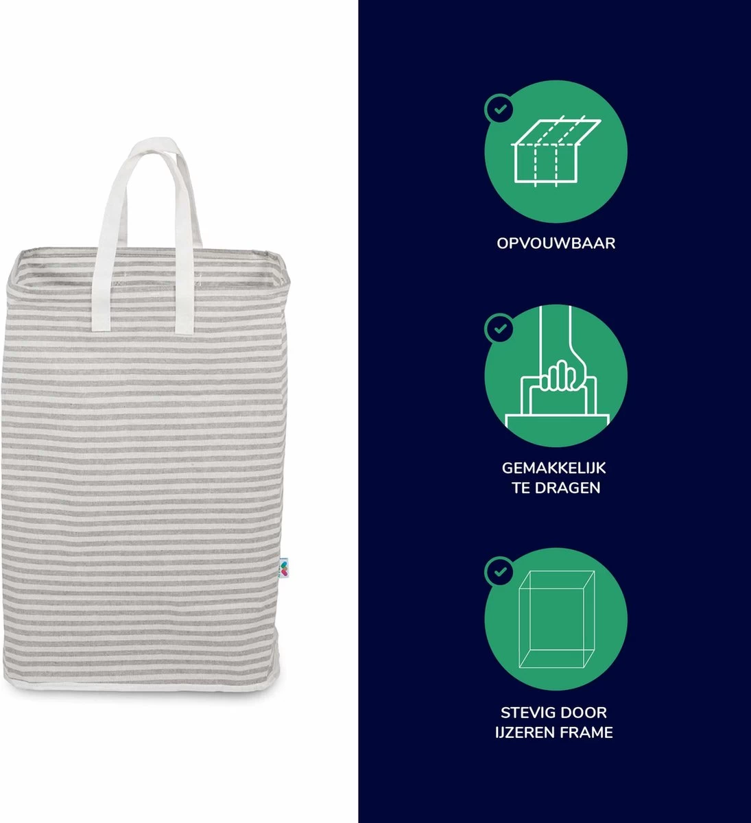 Wonair - Wasmand - Opberger - Organizer - Wastas - Opvouwbaar - Met Hengsel - Grijs - 72L - Afbeelding 6