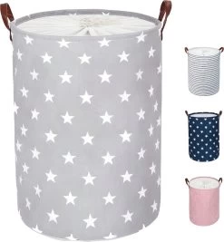 MAESON Wasmand Met Deksel - Opvouwbaar - Waterdicht - 72 L - Opbergmand Kinderkamer - Grijs