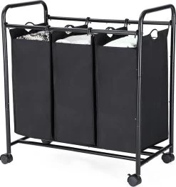 Songmics Wassorteerder – Wasmand – Wasbox – Waswagen – Was Sorteren - Wascollector – Zwart