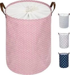 MAESON Wasmand Met Deksel - Opvouwbaar - Waterdicht - 72 L - Opbergmand Kinderkamer - Roze