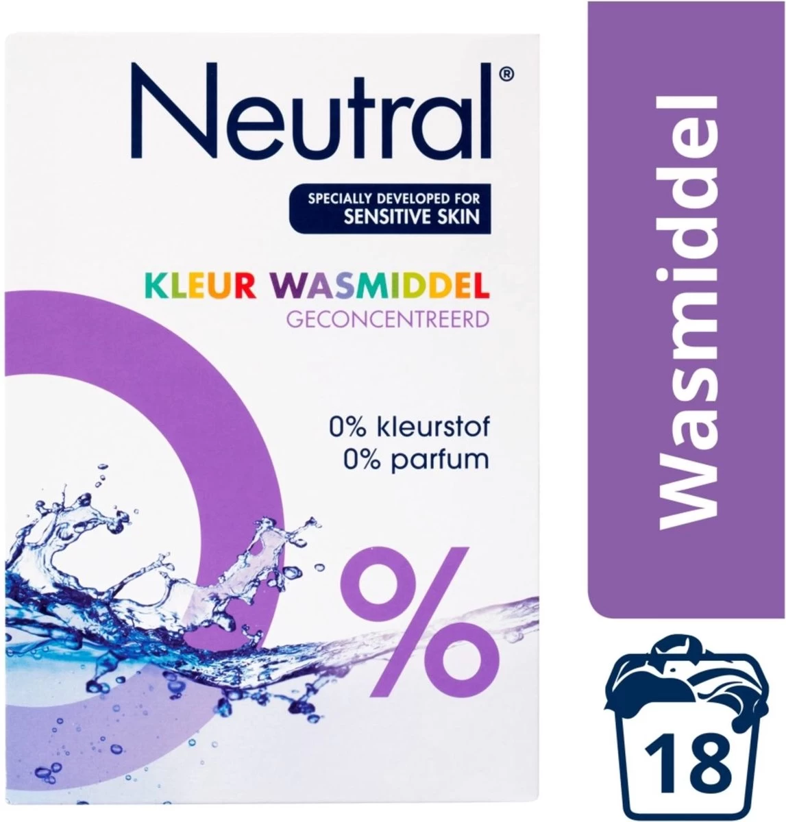 Neutral 0% Kleur Parfumvrij Waspoeder - 18 Wasbeurten - 1,188 Kg - Wasmiddel