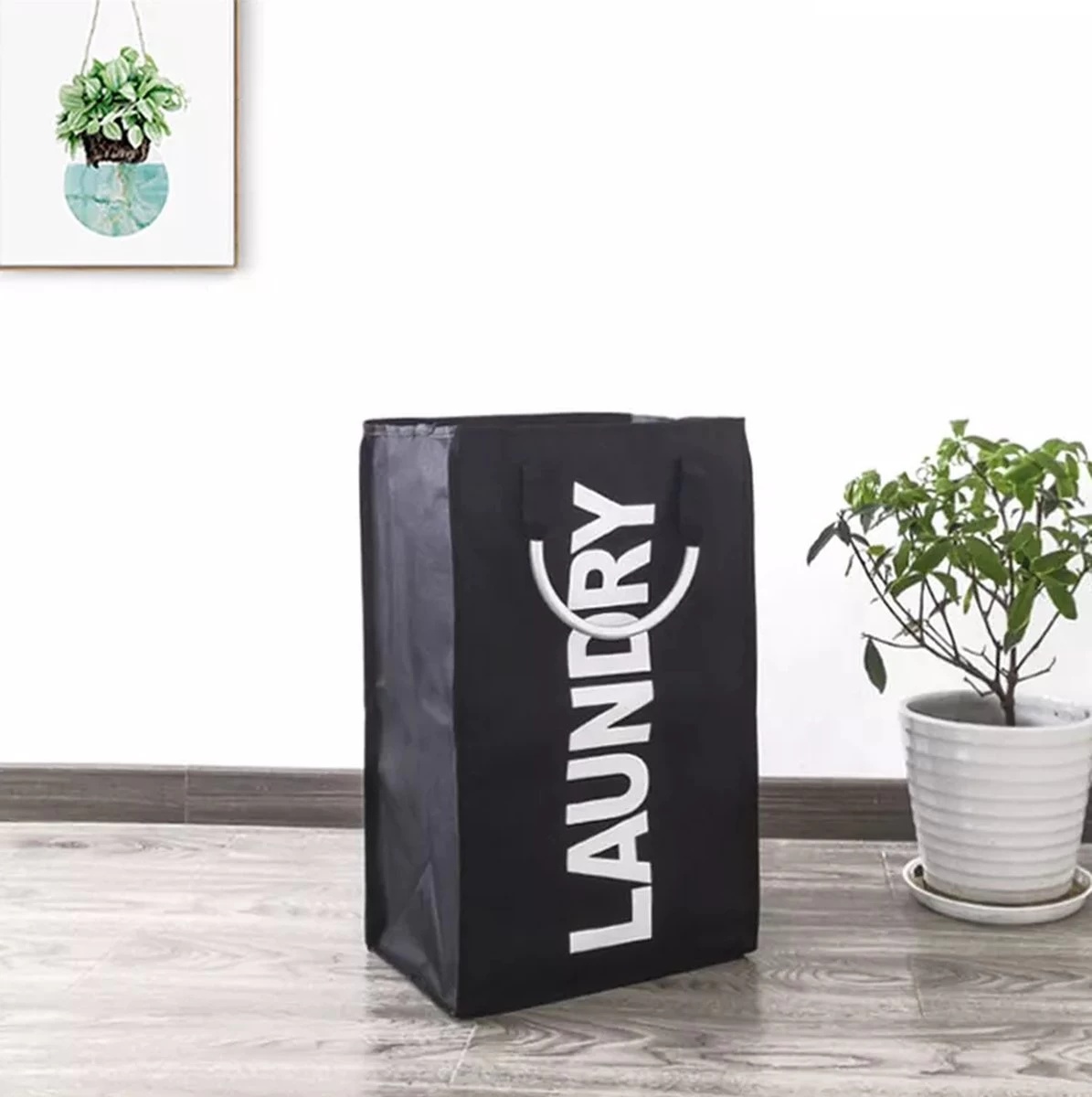 Janse Wasmand - Opvouwbare Wasmand - Laundry - Zwart - Wassorteerder - Waszak - Afbeelding 3