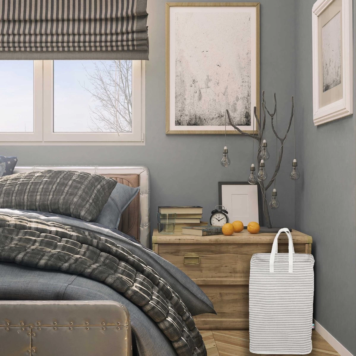 Wonair - Wasmand - Opberger - Organizer - Wastas - Opvouwbaar - Met Hengsel - Grijs - 72L - Afbeelding 4