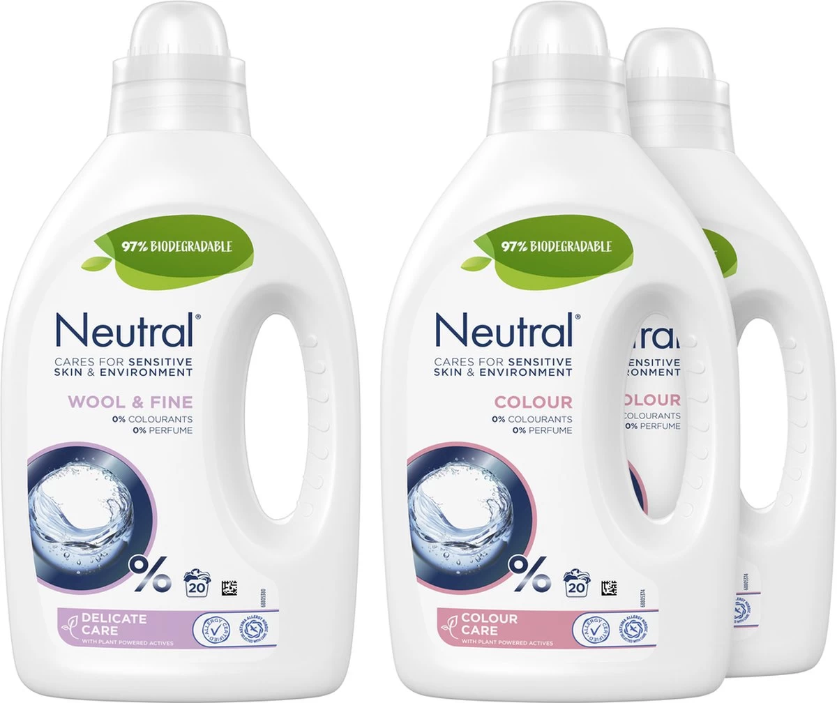 Neutral Vlb Wasmiddel 1L 2x Kleur En 1x Fijne Was