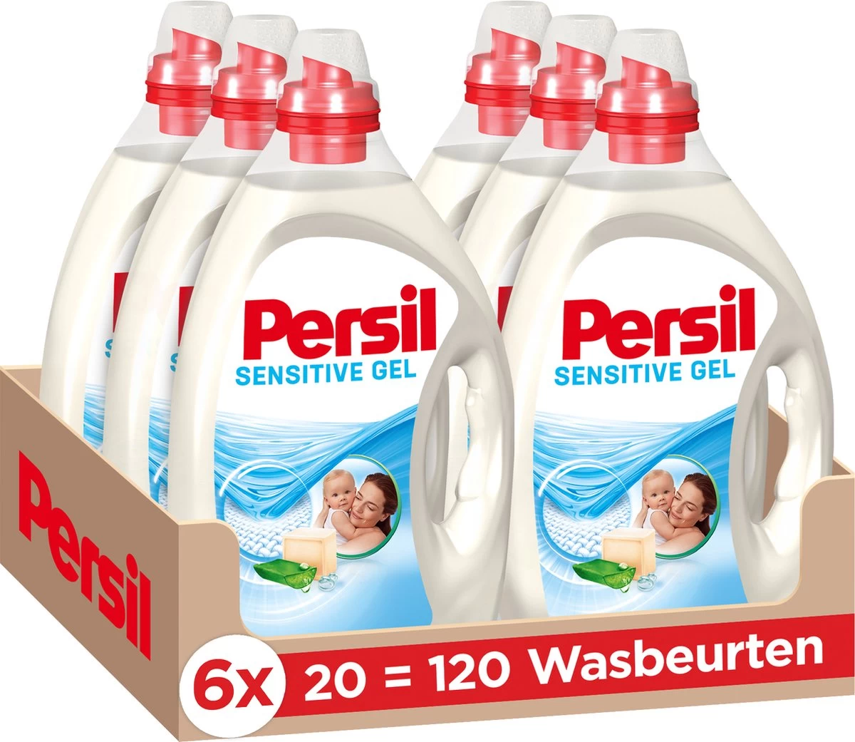 PersilĀ® Persil Sensitive Gel - Vloeibaar Wasmiddel - Baby En Gevoelige Huid - Voordeelverpakking - 6 X 20 Wasbeurten