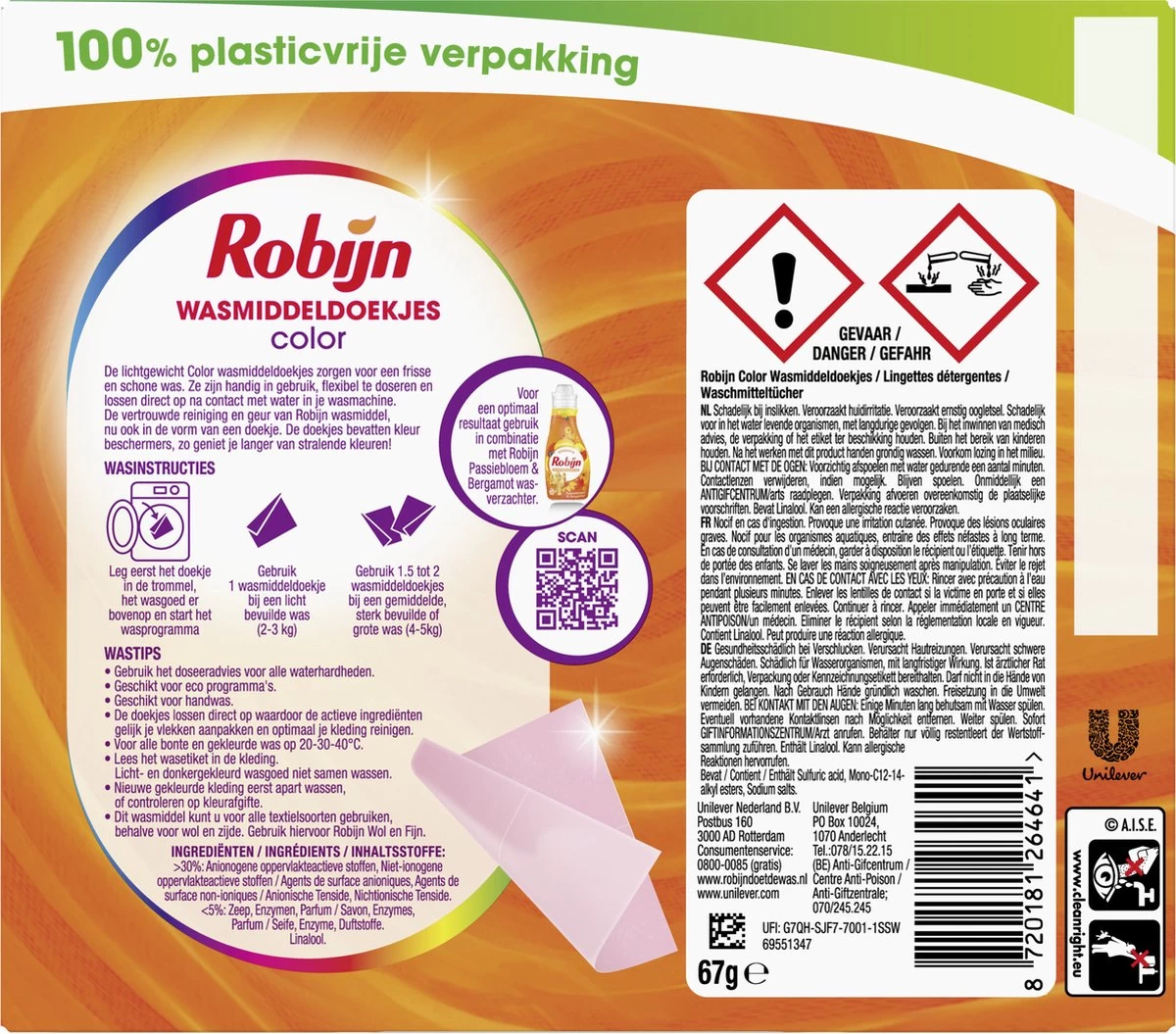 Robijn Classics Color Wasmiddeldoekjes - 4 X 16 Wasstrips - Voordeelverpakking - Afbeelding 4