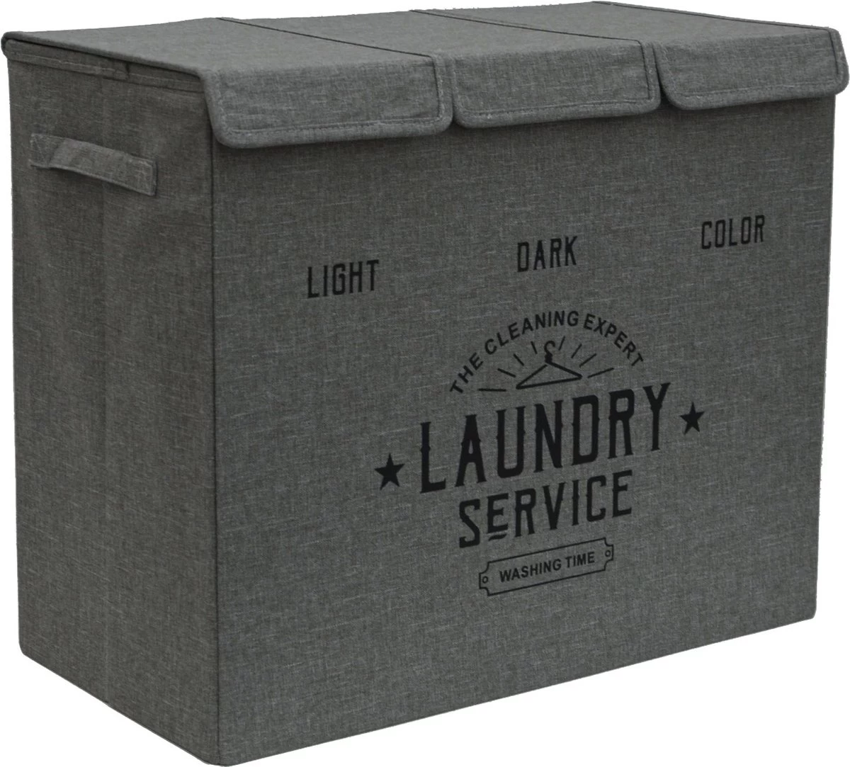 Wasmand 3 Vakken Met Deksel - 84L Wasverzamelaar Wassorteerder Opvouwbaar Groot