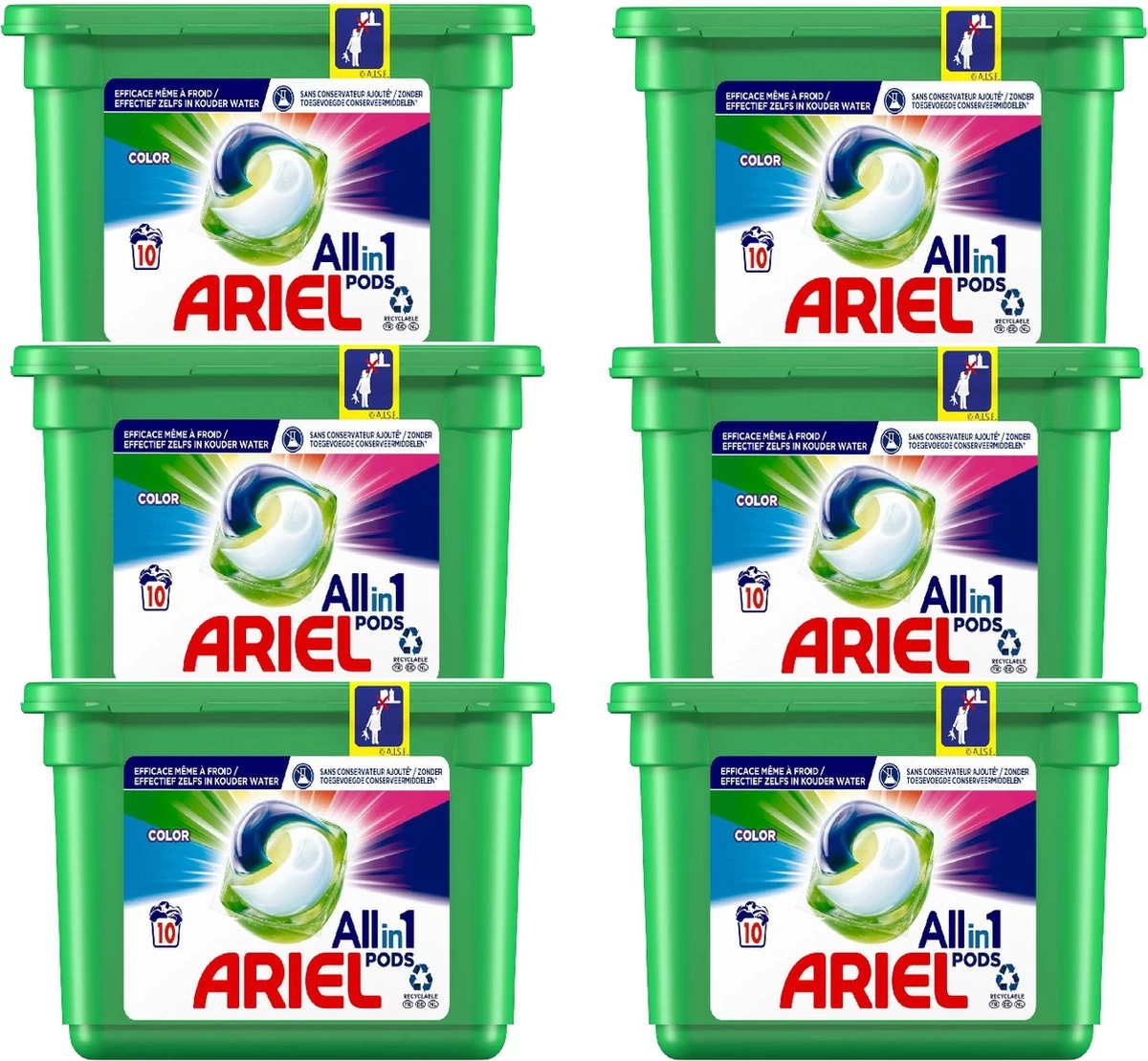 Ariel Wasmiddel 3 In 1 Pods Color - 6x10 (60) Pods