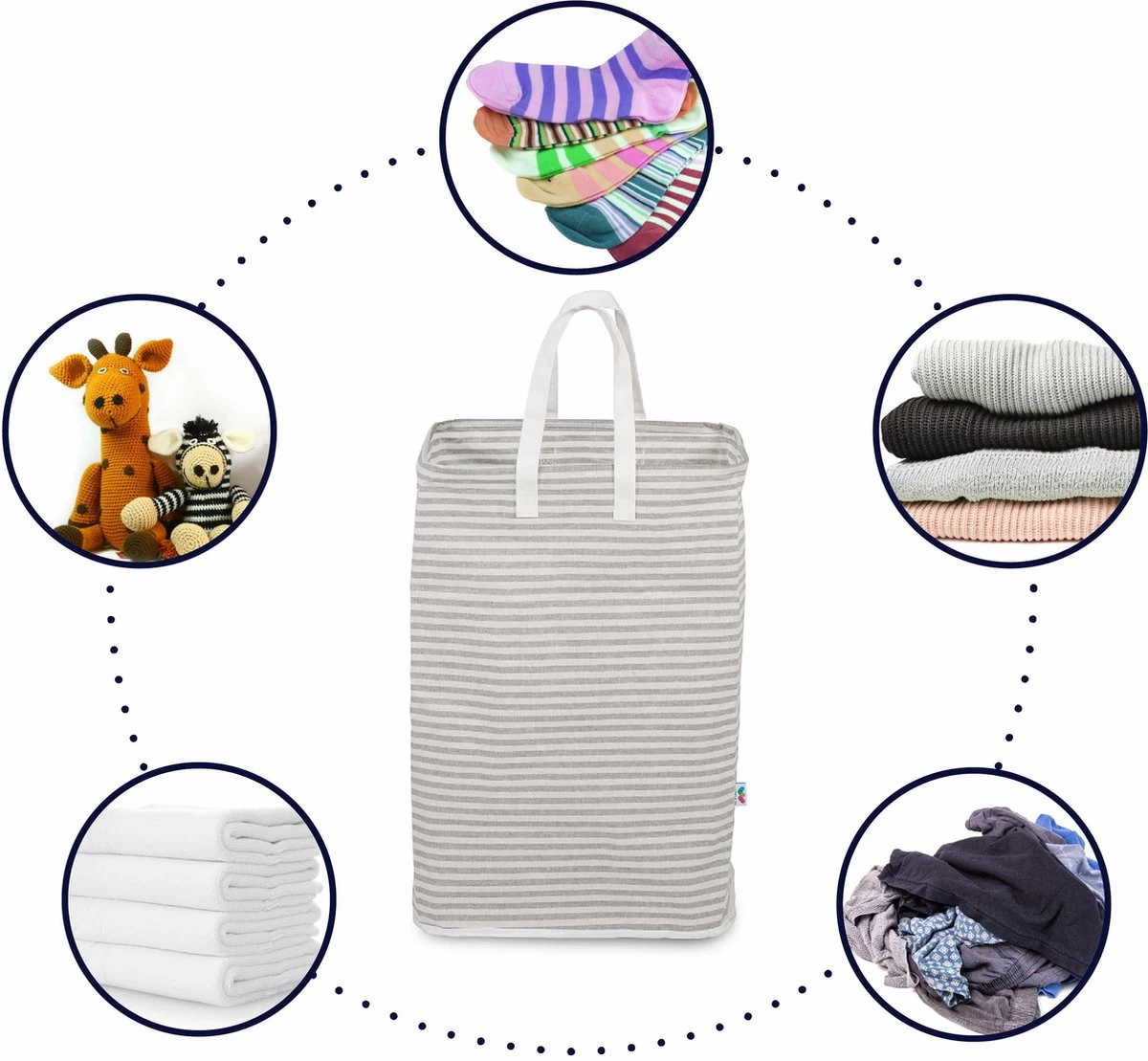 Wonair - Wasmand - Opberger - Organizer - Wastas - Opvouwbaar - Met Hengsel - Grijs - 72L - Afbeelding 5