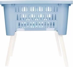 Merkloos Grijs/blauwe Wasmanden Op Poten 38 Liter 60 X 40 X 29 Cm - Kunststof/plastic Draagmand