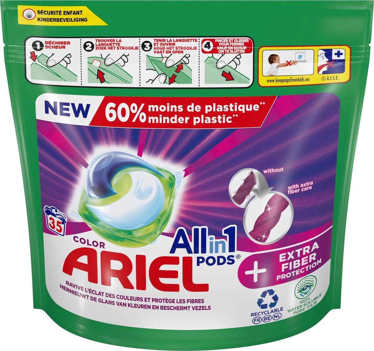 Ariel All In 1 Wasmiddel Pods + Extra Vezelbescherming - Voordeelverpakking 3 X 35 Wasbeurten - Afbeelding 8