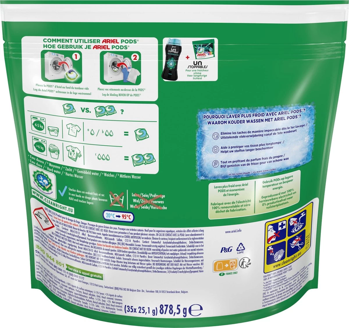 Ariel All In 1 Wasmiddel Pods + Touch Van Lenor Unstoppables - Wascapsules - Voordeelverpakking - 3 X 35 Wasbeurten - Afbeelding 2