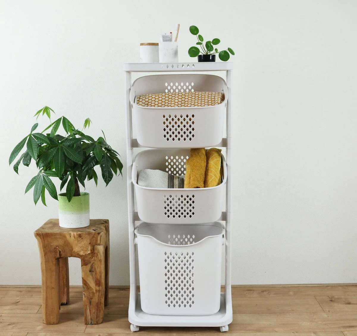 Sens Design Wassorteerder – Wasmand Met 3 Vakken - Op Wieltjes - Afbeelding 9