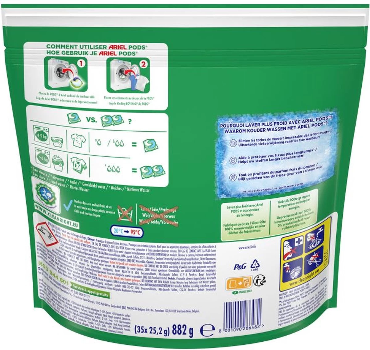 Ariel All In 1 Wasmiddel Pods + Extra Vezelbescherming - Voordeelverpakking 3 X 35 Wasbeurten - Afbeelding 2