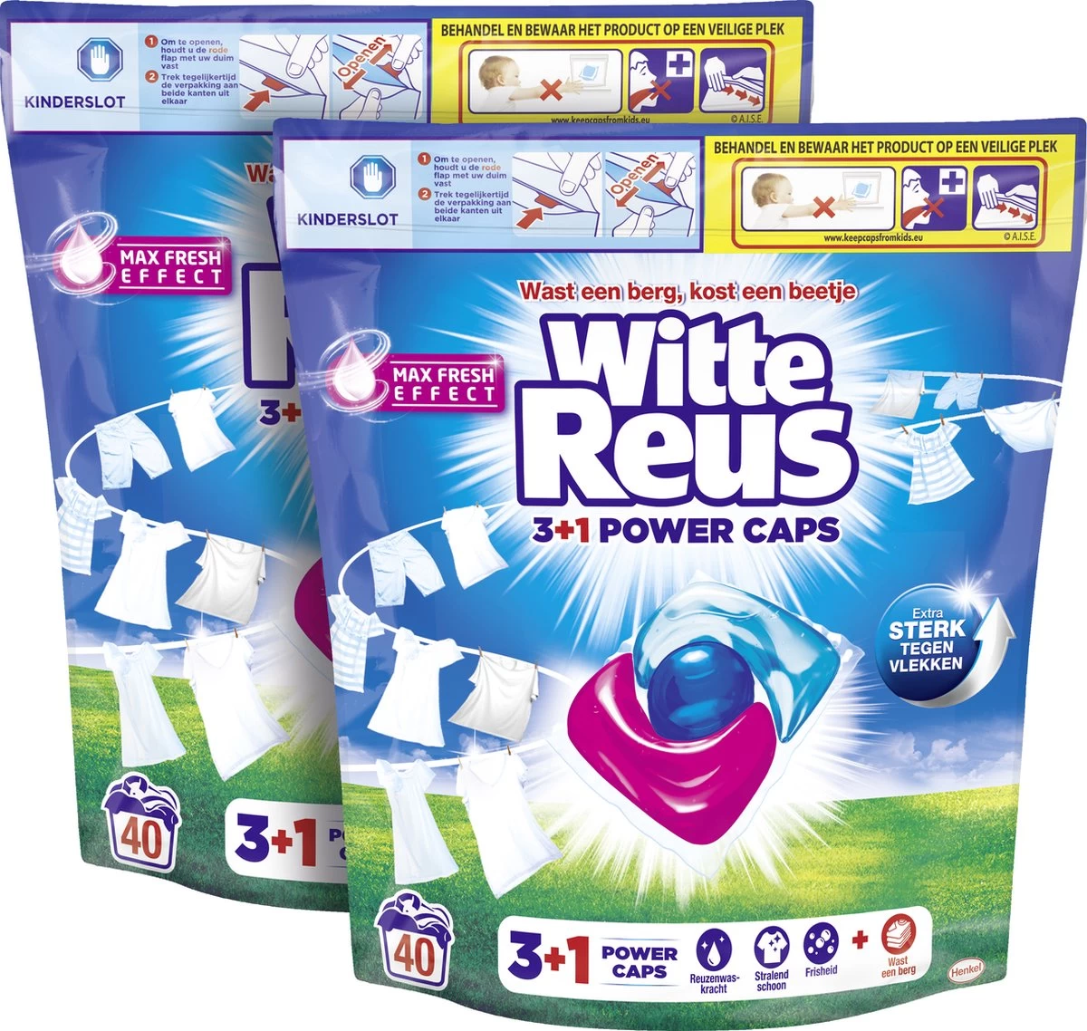 Witte Reus Power Caps Wascapsules - Wasmiddel Capsules - Voordeelverpakking - 2x40 Wasbeurten - Image 3