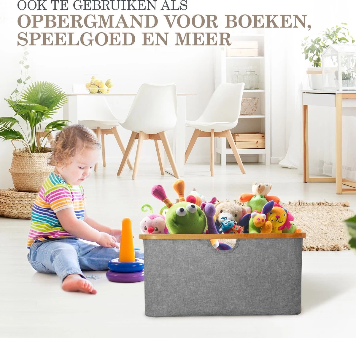 MIRI Opvouwbare Wasmand – Heupwasmand – Wasmanden – Opbergmand – Wasbox – 45L – Bamboe – Laundry Basket - Afbeelding 6