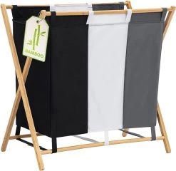 Strex Wasmand Met 3 Vakken 143L - Opklapbaar - Wassorteerder