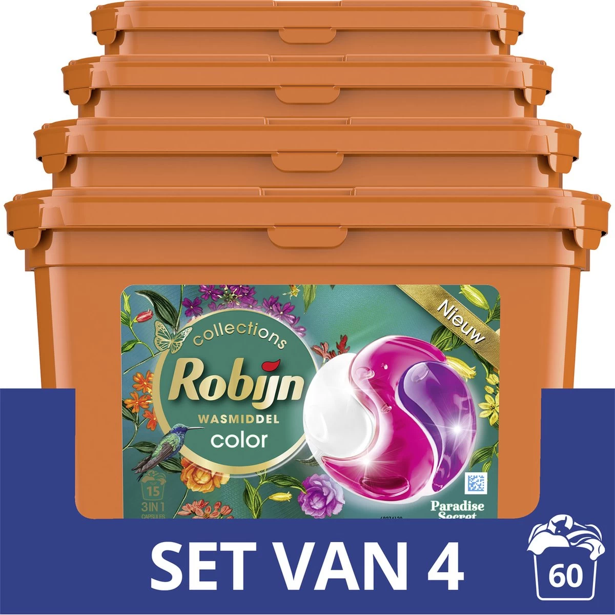Robijn Paradise Secret 3 In 1 Wascapsules - 4 X 15 Wasbeurten - Voordeelverpakking