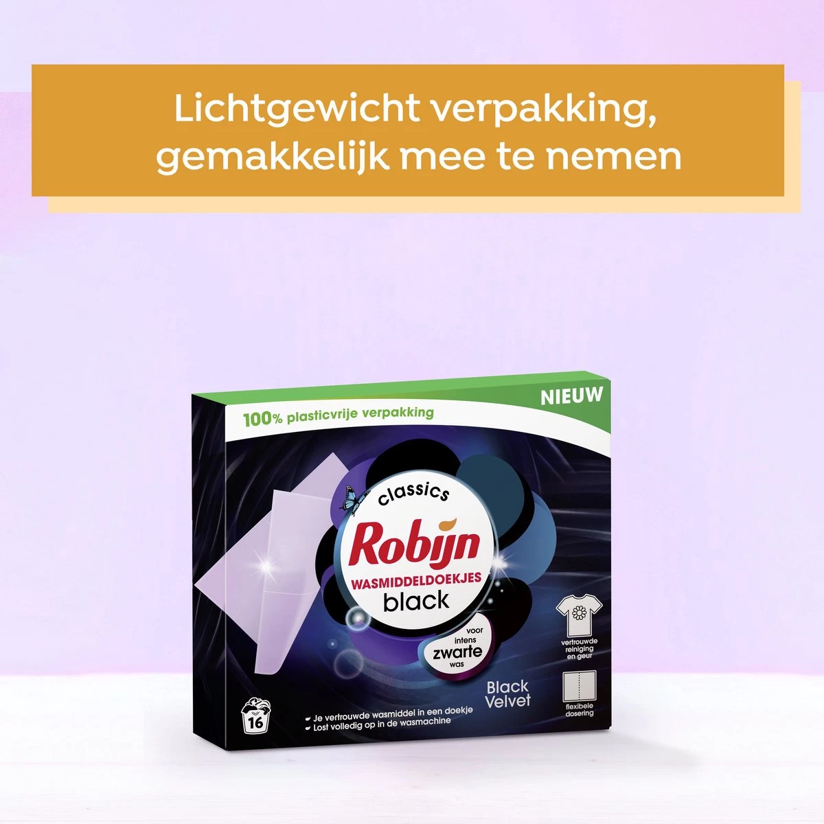 Robijn Classics Black Velvet Wasmiddeldoekjes 16 Wasstrips - Afbeelding 4