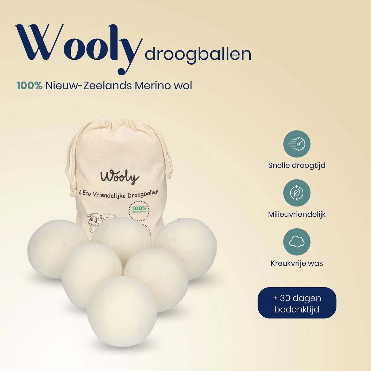 Wooly Drogerballen - 6 Wasdroger Ballen - Duurzaam - Wol - Herbruikbare Wasballen - Wasbol - Wasverzachter - Afbeelding 8