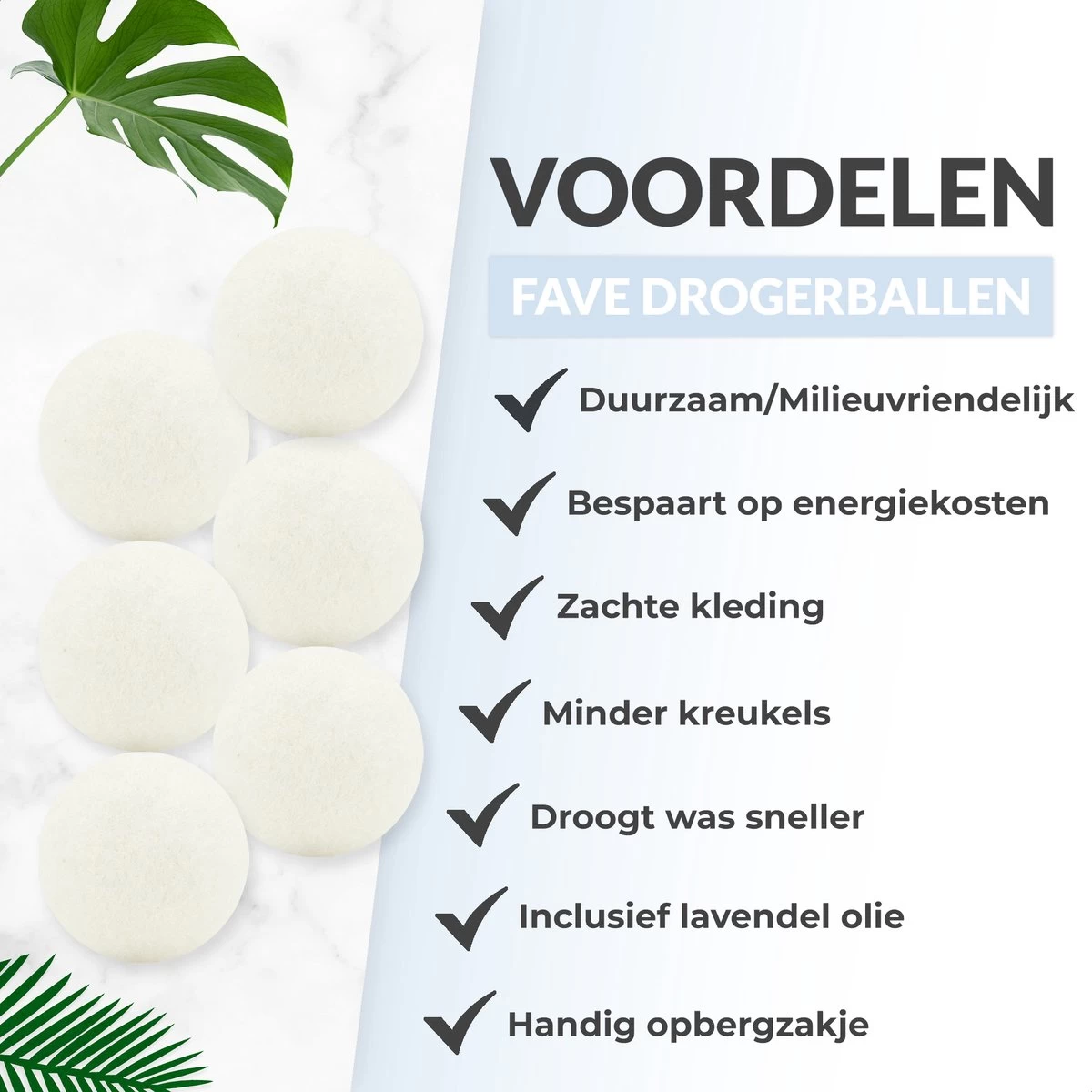 FAVE Drogerballen XL - 6 Stuks - Inclusief 2x Lavendelolie & Opbergzakje - Wasbol - Wasballen - Doseerbol - Droogballen - Duurzaam - Afbeelding 7