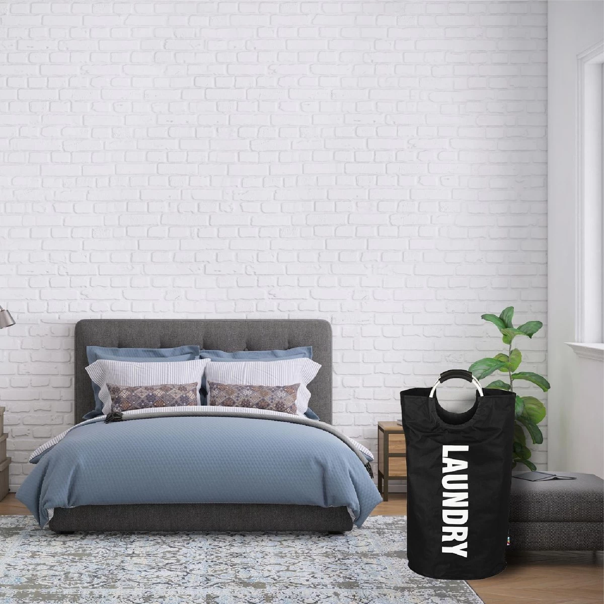 Wonair Wasmand – Waszak – Wassorteerder - Opvouwbaar – Zwart – 115L - Afbeelding 3