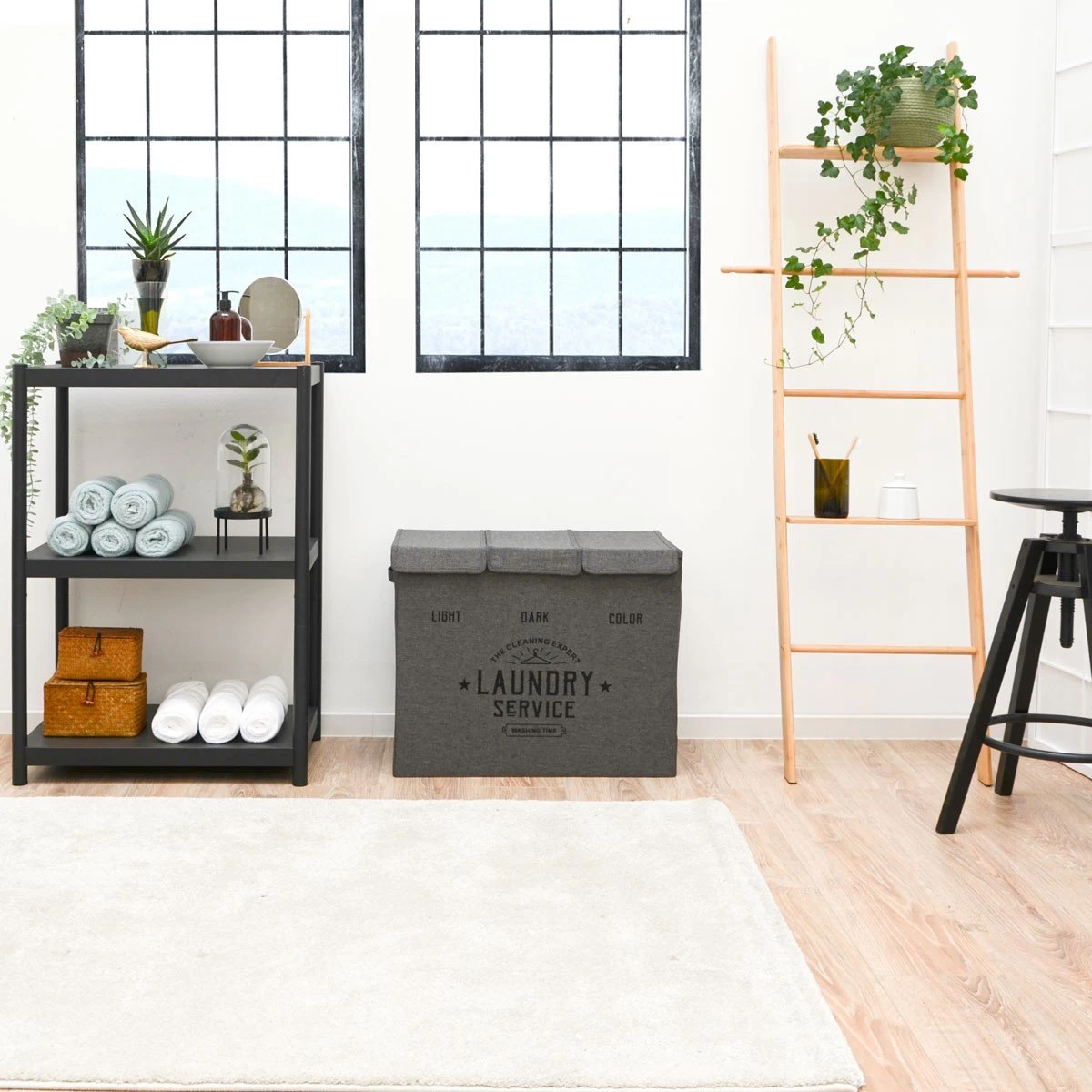 Wasmand 3 Vakken Met Deksel - 84L Wasverzamelaar Wassorteerder Opvouwbaar Groot - Afbeelding 6