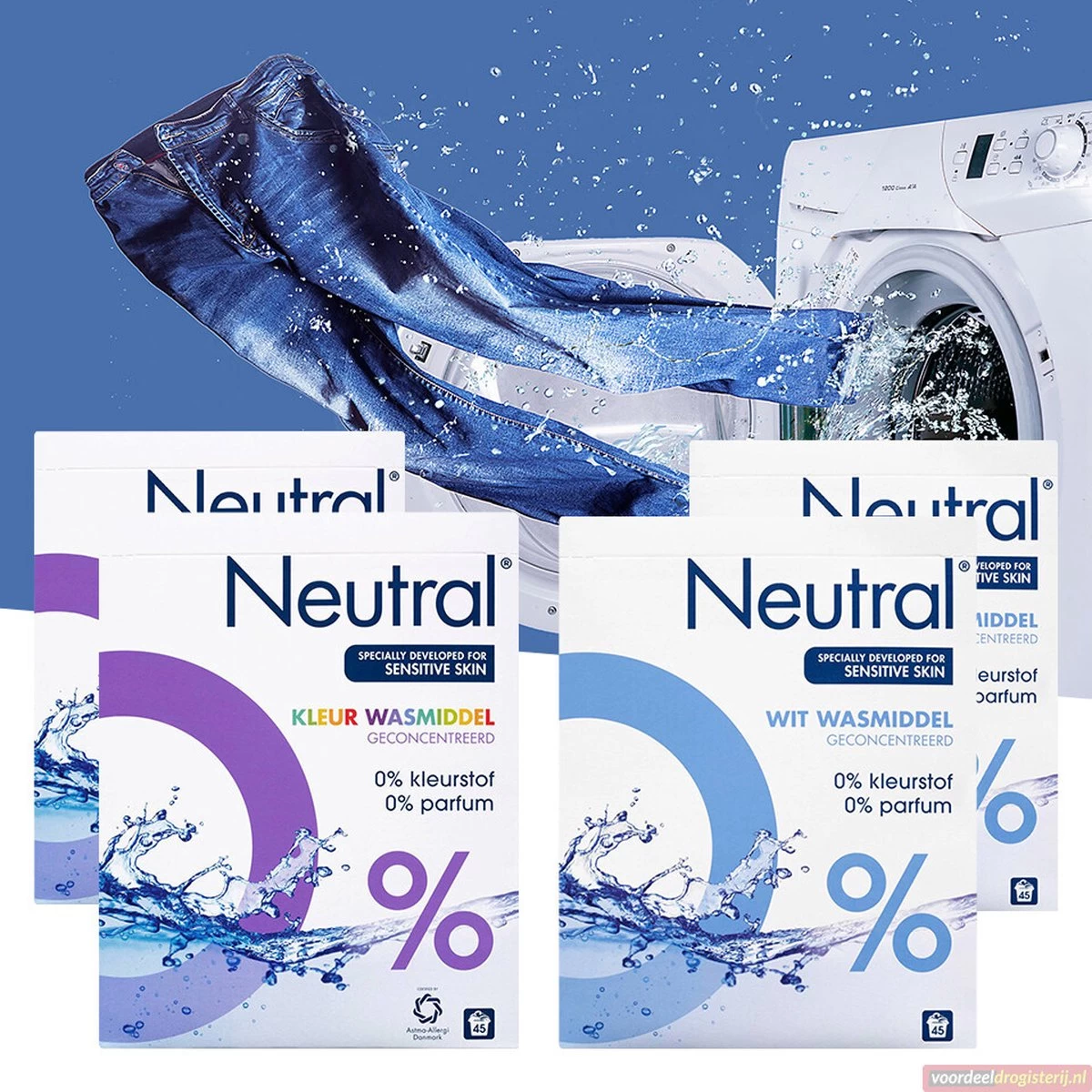 Neutral 0% Kleur Parfumvrij Waspoeder - 18 Wasbeurten - 1,188 Kg - Wasmiddel - Afbeelding 5