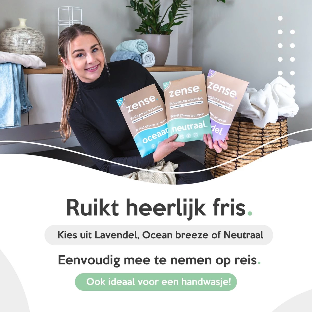 Zense Eco Wasmiddel Wasstrips - 72 Grote Wasbeurten - Ocean Breeze - Afbeelding 4