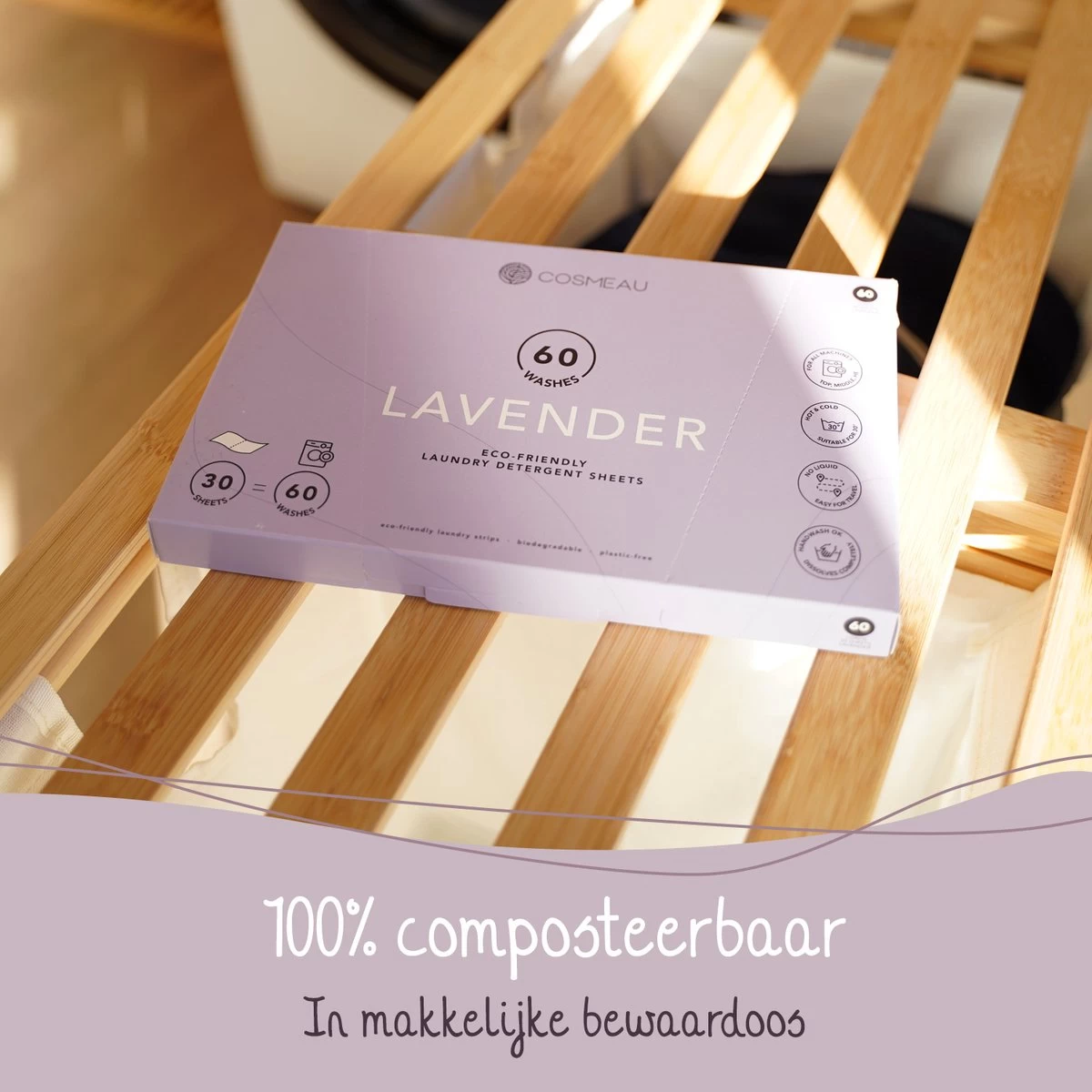 Cosmeau Wasstrips 60 Wasbeurten Lavendel Wasmiddel Wasvellen Wasdoekjes Detergent Sheets Eco Laundry Strips - Biologisch Cosmo Cosmea Kosmo - Afbeelding 10
