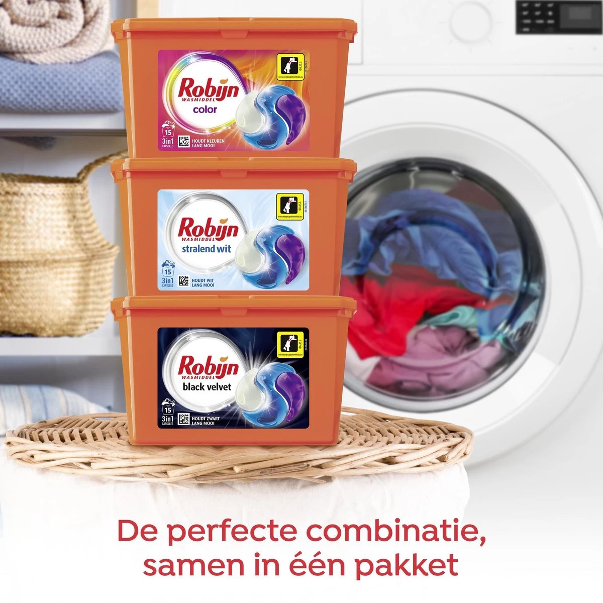 Robijn Color Black Velvet En Stralend Wit 3-in-1 Wascapsules Pakket - 3 X 15 Wasbeurten - Voordeelverpakking - Afbeelding 7