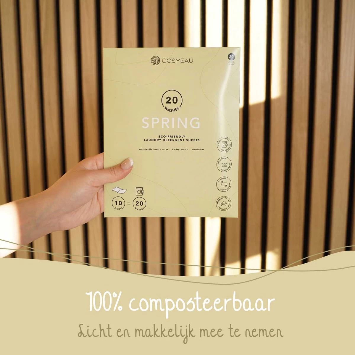 Cosmeau Wasmiddel Wasstrips 20 Wasbeurten Lentefris Wasvellen Wasdoekjes Detergent Sheets Wasdoekjes Proefpakket - Plasticvrij Biologisch Afbreekbaar - Afbeelding 3