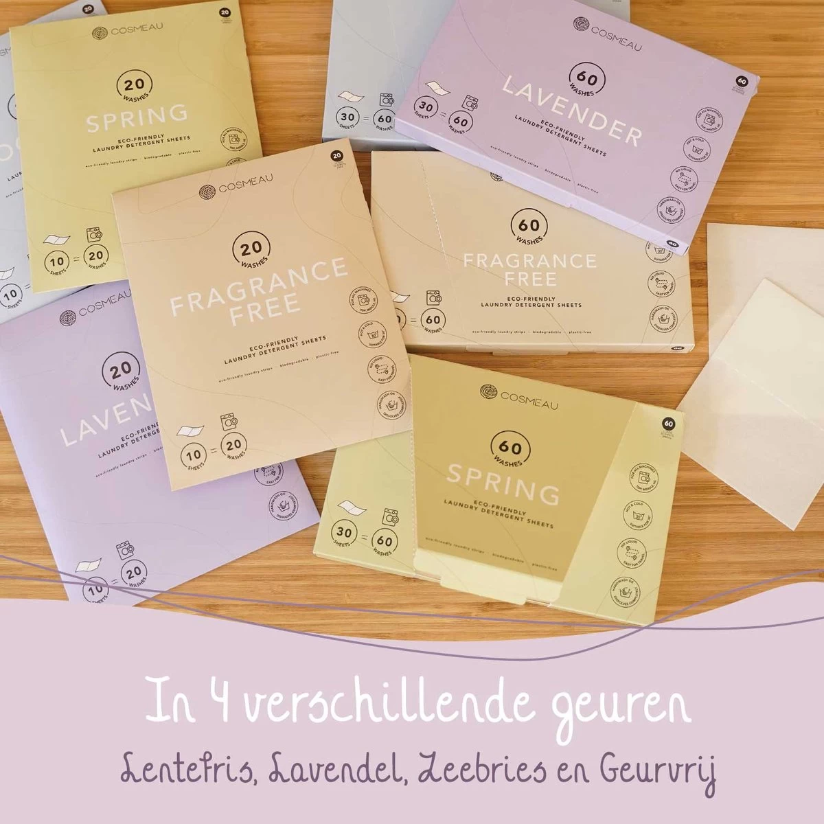 Cosmeau Wasmiddel Wasstrips 20 Wasbeurten Lentefris Wasvellen Wasdoekjes Detergent Sheets Wasdoekjes Proefpakket - Plasticvrij Biologisch Afbreekbaar - Afbeelding 12