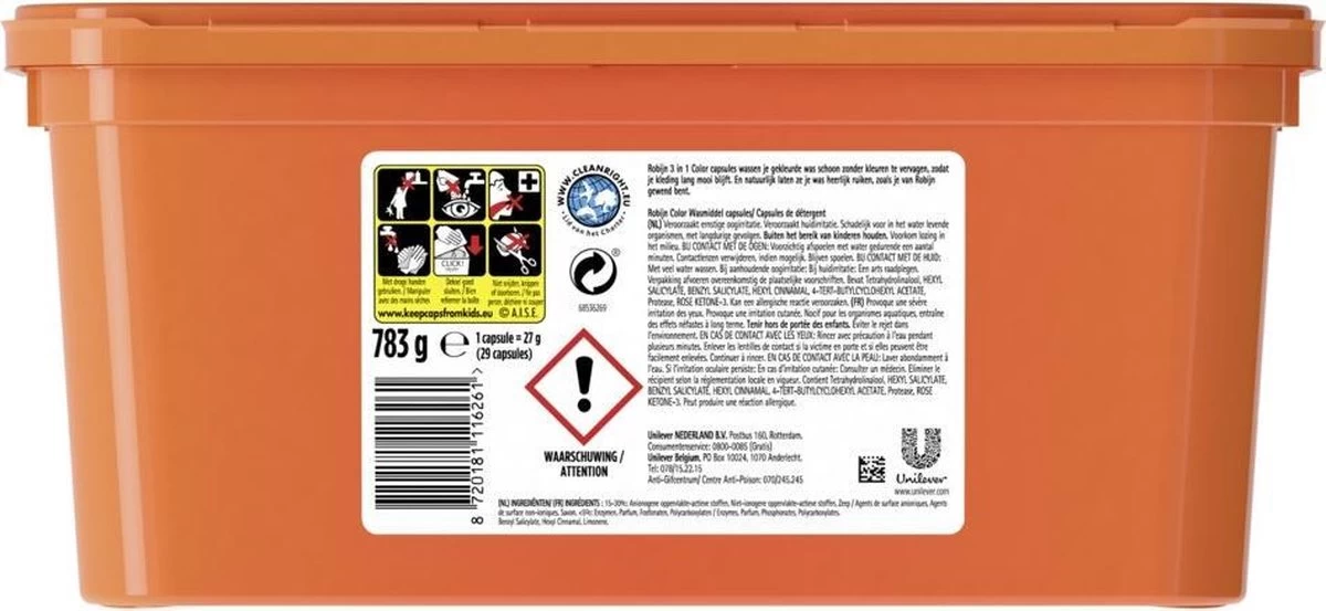Robijn Color 3 In 1 Wascapsules Speciaal Voor De Gekleurde Was - 29 Wasbeurten - Afbeelding 2