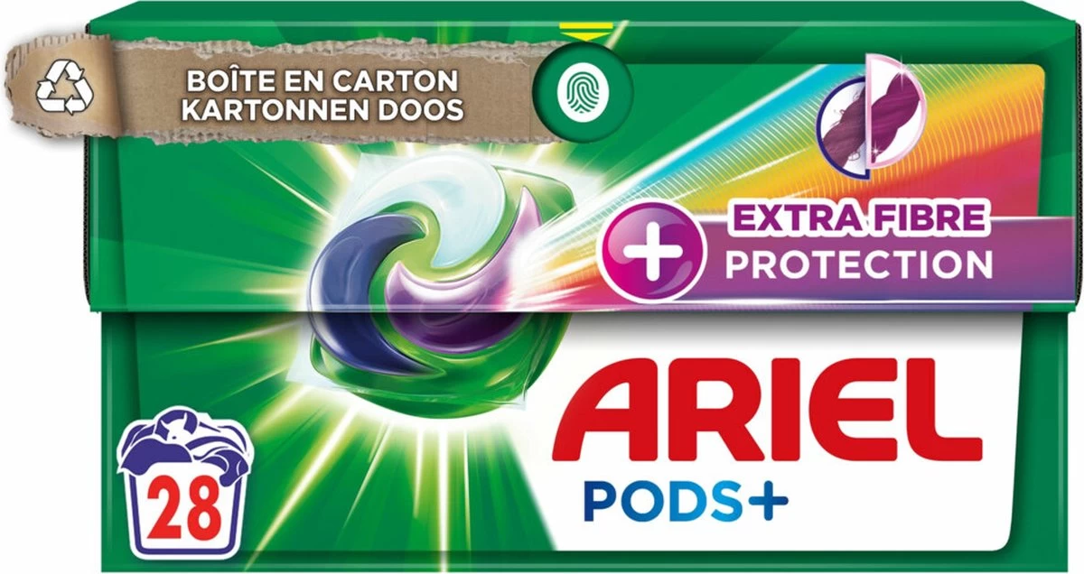Ariel Wasmiddel Pods + Extra Vezelbescherming - Kleur - 4 X 28 Wasbeurten - Voordeelverpakking - Afbeelding 6