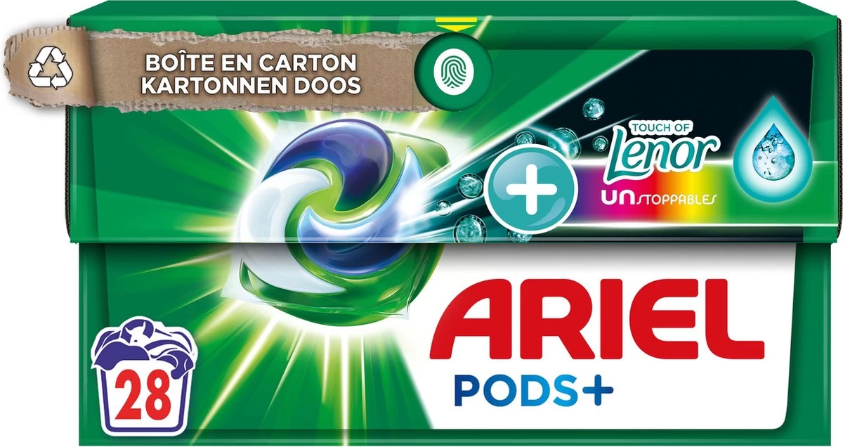 Ariel Wasmiddel Pods + Touch Van Lenor Unstoppables - Kleur - 28 Wasbeurten - Afbeelding 2