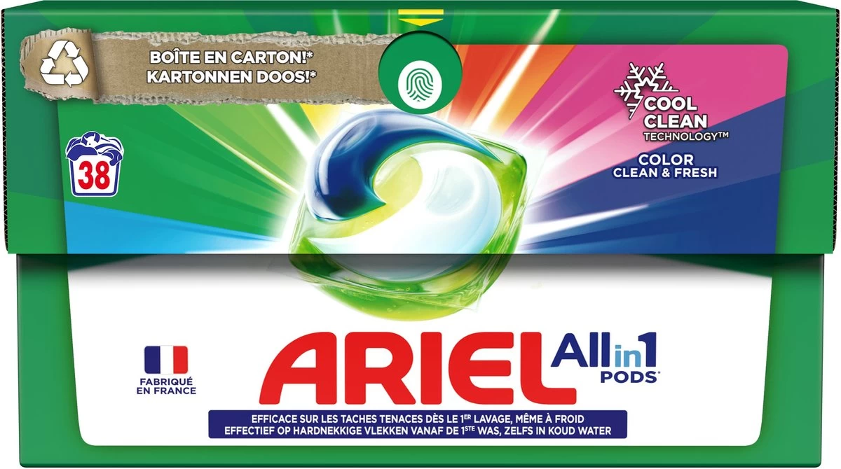 Ariel All In 1 Wasmiddel Pods - Kleur - 4 X 38 Wasbeurten - Voordeelverpakking - Afbeelding 3