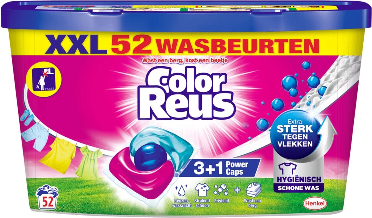 6x Witte Reus Power Caps Wasmiddelcapsules Color Reus 52 Stuks - Image 5