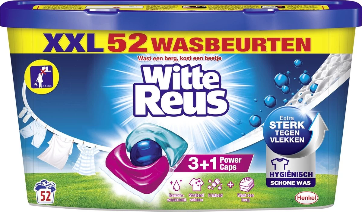 Witte Reus Power Caps Wascapsules - Wasmiddel Capsules - Voordeelverpakking - 52 Wasbeurten