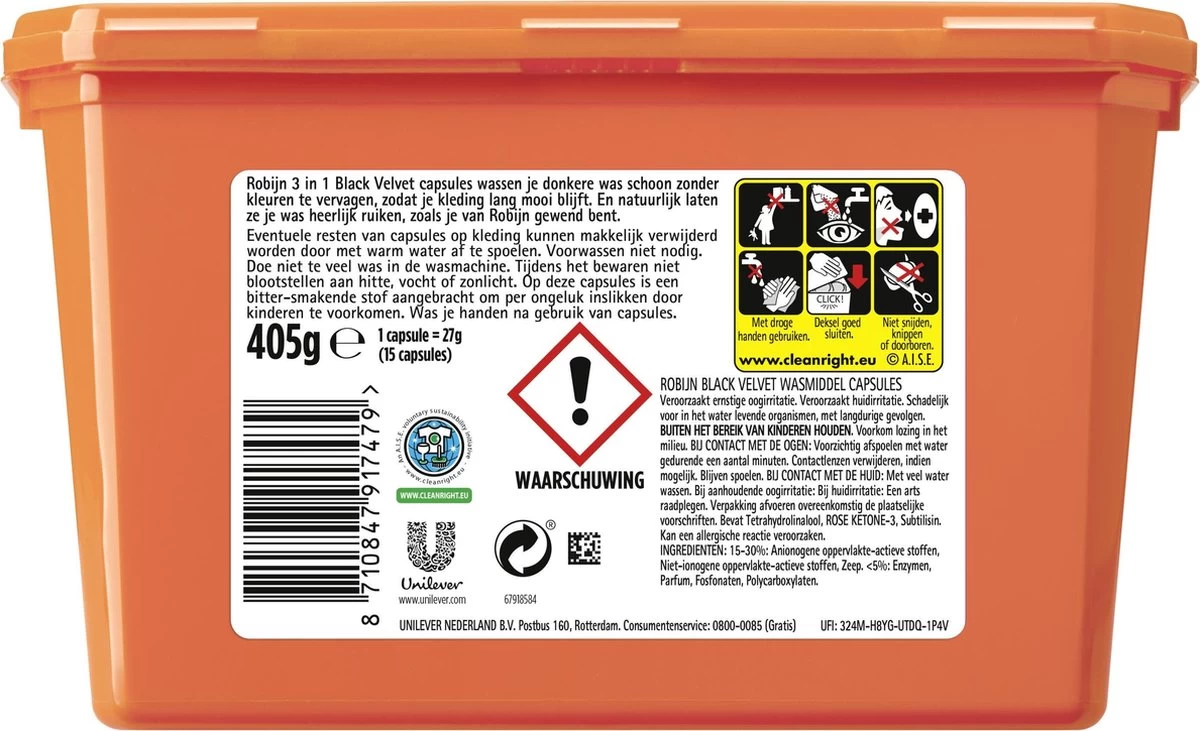 Robijn Color Black Velvet En Stralend Wit 3-in-1 Wascapsules Pakket - 3 X 15 Wasbeurten - Voordeelverpakking - Afbeelding 3