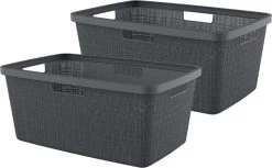 Curver Jute Wasmand 46L - 2 Stuks - Donkergrijs