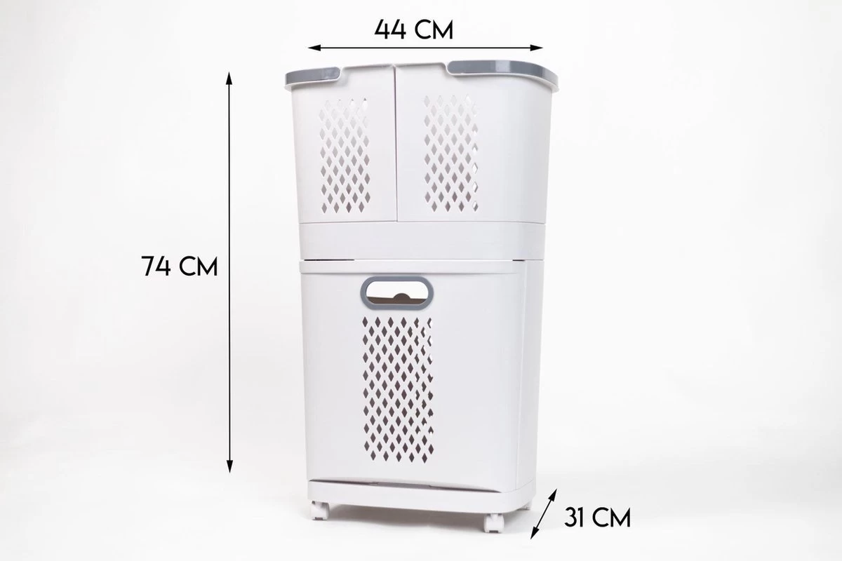 Sens Design Wasmanden Met Deksel - Wassorteerder 3 Vakken Op Wieltjes - Afbeelding 11