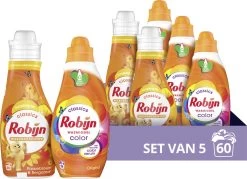 Robijn Color & Passiebloem Wasmiddel En Wasverzachter Pakket - 5 Stuks - Voordeelpakket