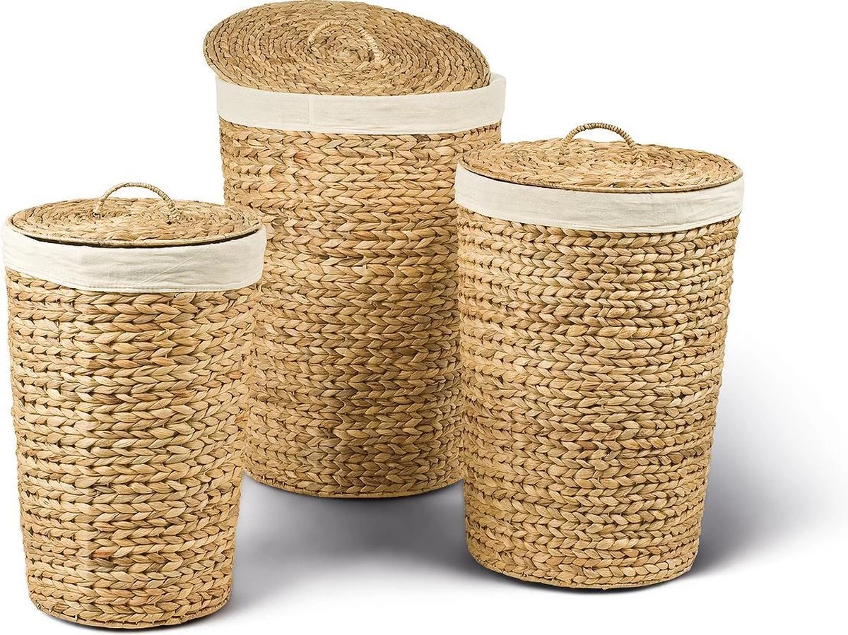 1x FAM Baskets Ronde Wasmand Small - Met Katoenen Binnen Zak - 25 L - Naturel