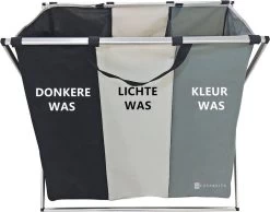 Casa & Vita Wasmand 3 Vakken - Wassorteerder - Wasbox - Laundry Basket - Organizer Kleding - Driedubbele Wasmand - 90L