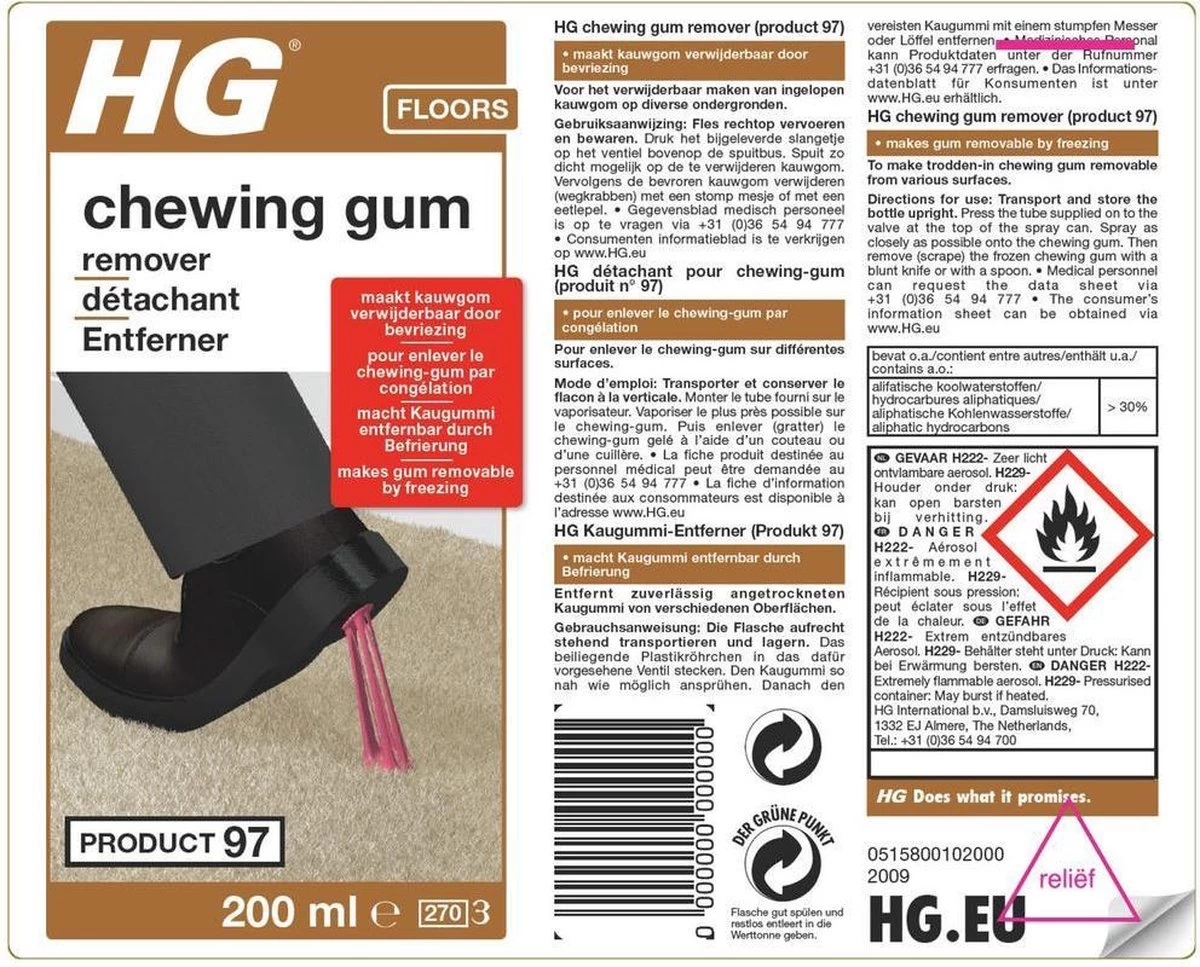 HG Chewing Gum Remover (HG Product 97) - 200ml - Bevriest Kauwgom - Image 2