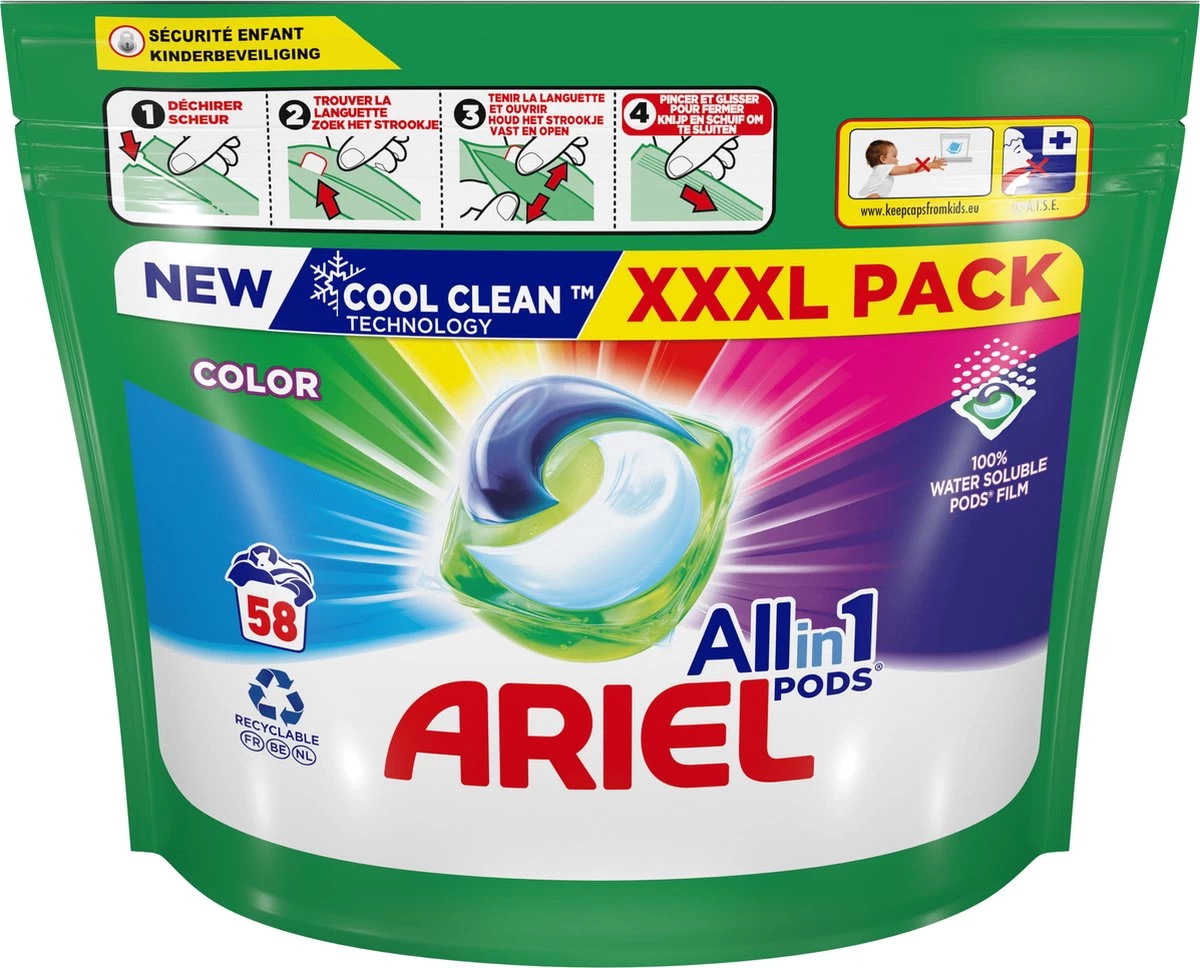 Ariel All-in-1 PODS Wasmiddelcapsules Kleur - 58 Wasbeurten